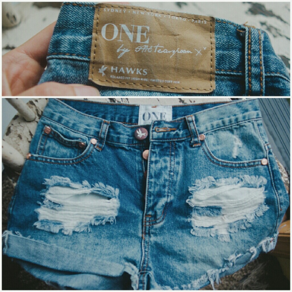 One Teaspoon Hawks Distressed Denim Shorts